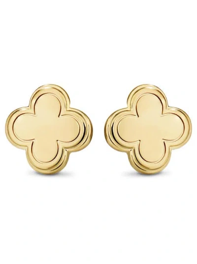 Devata Contour-lined Clover Stud Earrings In Gold