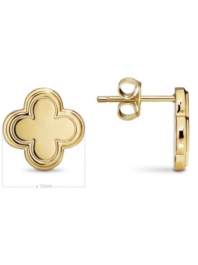 Devata Contour-lined Clover Stud Earrings In Gold