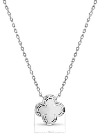 Devata Contour-lined Clover Necklace In Silver