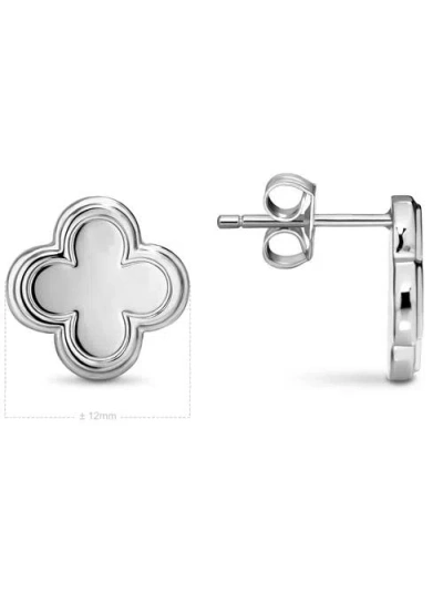 Devata Contour-lined Clover Stud Earrings In Metallic