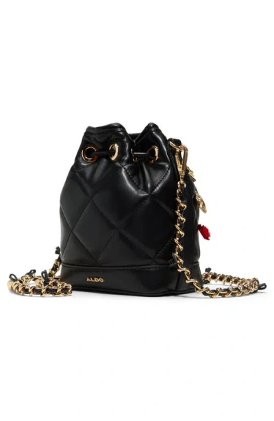 Aldo Romalovee Diamond Quilted Faux Leather Bucket Bag In Black