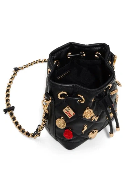 Aldo Romalovee Diamond Quilted Faux Leather Bucket Bag In Black