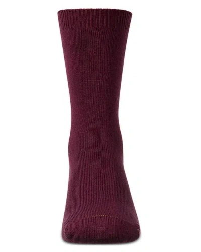 Memoi Kid's Basic Soft Rayon Crew Socks In Burgundy