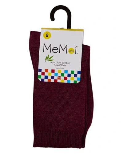 Memoi Kid's Basic Soft Rayon Crew Socks In Burgundy
