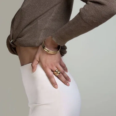 Outofoffice Chunky Gold Statement Bangle In Silver