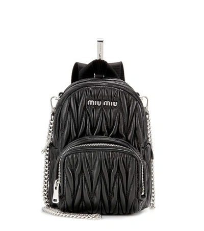 Shop Miu Miu Matelassé Leather Shoulder Bag In Black