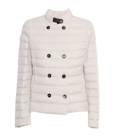 Moorer Clement Down Jacket Double Breasted Collar In Neutral