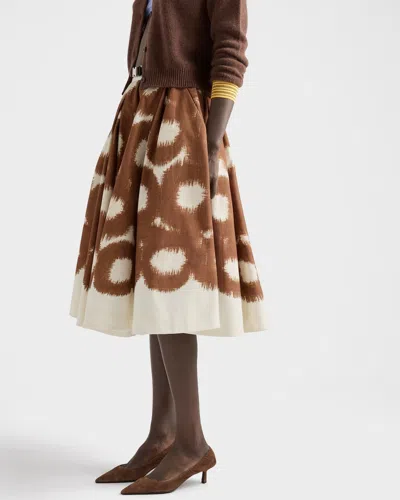 Prada Printed Canvas Skirt In Brown