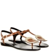 ROGER VIVIER THONG CHIPS LEATHER SANDALS,P00244986