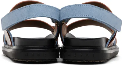 Marni Leather Double Strap Slingback Flat Sandals In Multi
