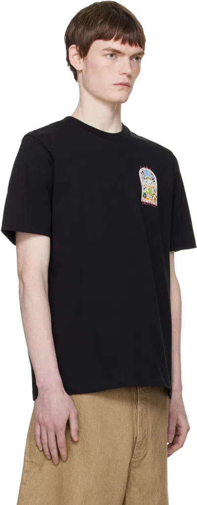 Casablanca Men Black Crewneck T-shirt With Logo Detail On The Front And Maxi Logo On The Rear In Cot In Black