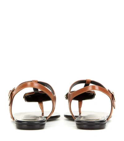 Shop Roger Vivier Thong Chips Leather Sandals In Brown