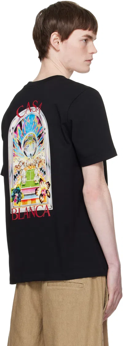 Casablanca Men Black Crewneck T-shirt With Logo Detail On The Front And Maxi Logo On The Rear In Cot In Black