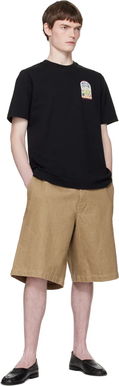 Casablanca Men Black Crewneck T-shirt With Logo Detail On The Front And Maxi Logo On The Rear In Cot In Black