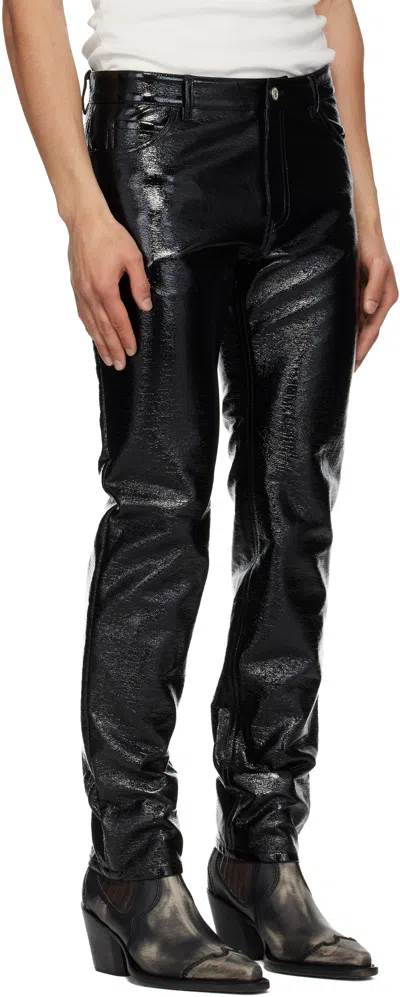 Courrèges Vinyl Slim-fit Straight-leg Trousers In Black