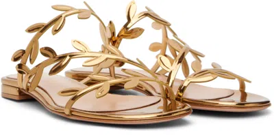 Gianvito Rossi Woman Sandals Gold Size 6 Leather In Animal Print