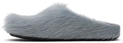 Marni Aquamarine Long Hair Calfskin Fussbett Sabot In Blue