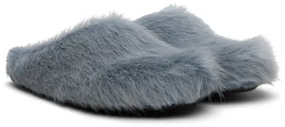 Marni Aquamarine Long Hair Calfskin Fussbett Sabot In Blue
