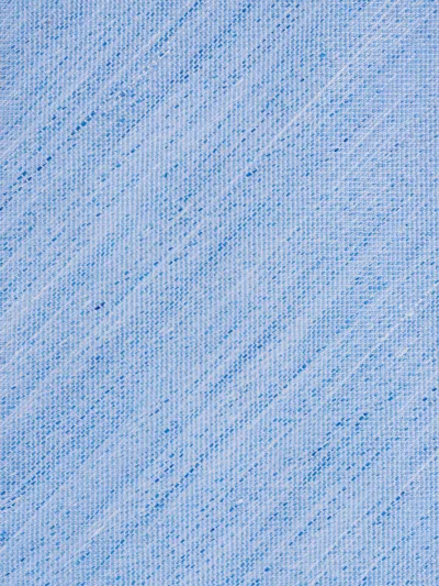 Eton Solid Woven Linen Silk Tie In Blue