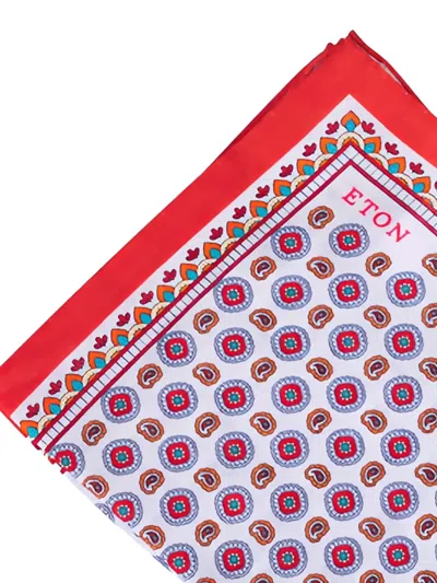 Eton Patterned Pocket Square In White