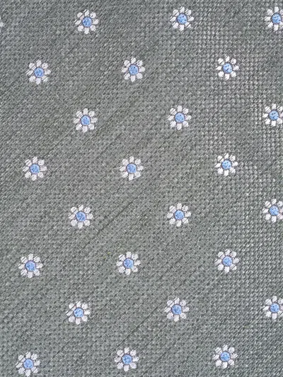 Eton Floral-pattern Tie In Gray