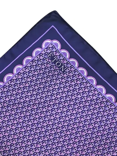 Eton Patterned Pocket Square In Blue