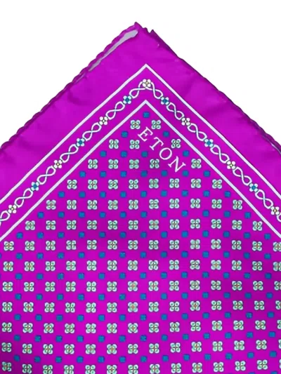Eton Patterned Pocket Square In Purple