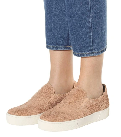 Shop Balenciaga Suede Slip-on Sneakers In Eoisette