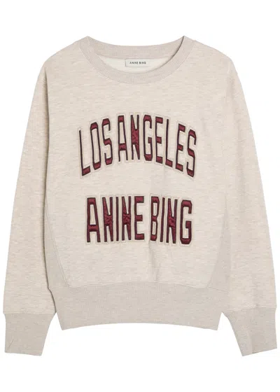Anine Bing Womens Oatmeal Melange Harry Logo-embroidered Cotton Sweatshirt In White
