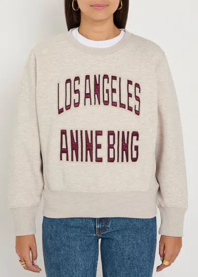 Anine Bing Womens Oatmeal Melange Harry Logo-embroidered Cotton Sweatshirt In White
