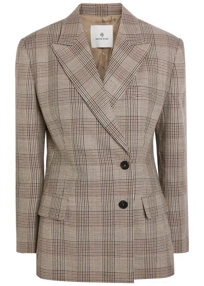 Anine Bing Asymmetric Prince Of Wales Jacket Women In Gray