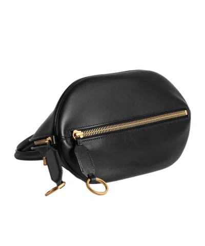 Balenciaga Mini Leather Bolero B Logo Zip Fastening Top Handle With Ring Detail In Black
