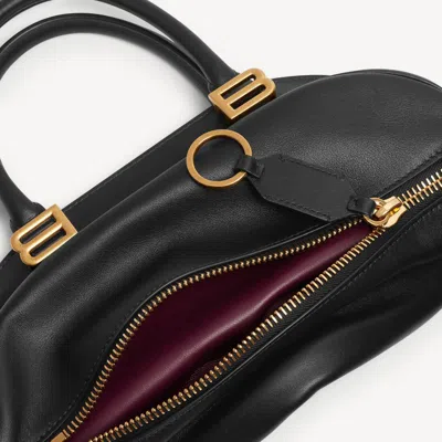 Balenciaga Mini Leather Bolero B Logo Zip Fastening Top Handle With Ring Detail In Black