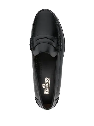 Sebago Round Toe Slip-on Moccasins With Cut-out Upper Design In Black