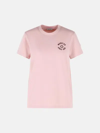 Moncler T-shirt With Embroidery In Pink