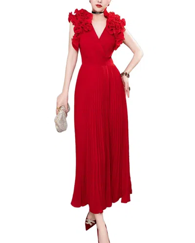 Burryco Red Solid Maxi Dress In Red