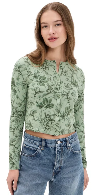 Alice And Olivia Dollie Cardigan Mystic Garden Sage In Green