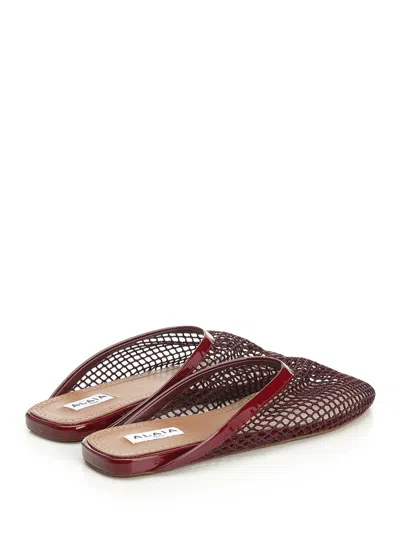 Alaïa Mesh Flat Mule Scarpe Basse Bordeaux In Multi