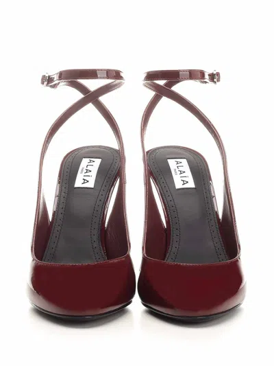 Alaïa Rounded Toe Sling Back Pumps Bordeaux In Burgundy