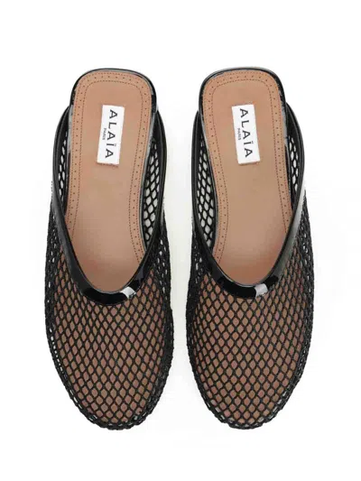 Alaïa Mesh Flat Mule In Black