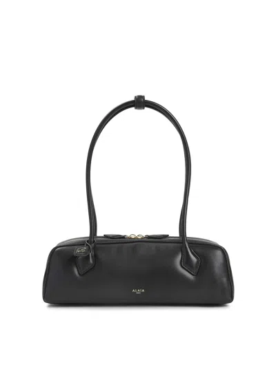 Alaïa Alaia Women Charcoal Suede Medium Le Teckel Shoulder Bag In Black