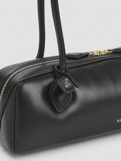 Alaïa Alaia Women Charcoal Suede Medium Le Teckel Shoulder Bag In Black