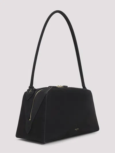 Alaïa Le Bouledogue Bowling Shoulder Bag In Nubuck Leather In Black
