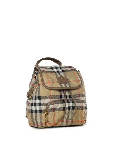 Burberry Women Embroidered Canvas Mini Horseshoe Backpack In Brown