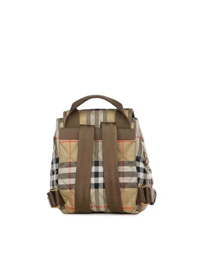 Burberry Women Embroidered Canvas Mini Horseshoe Backpack In Brown