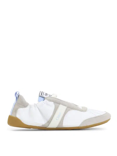 Chloé White Calf Leather Bos Taurus Athletic Sneakers In Multi
