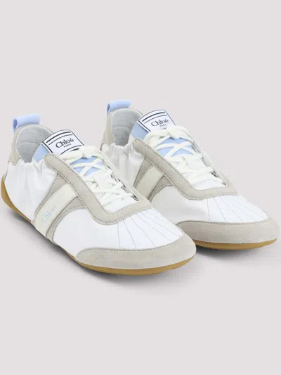 Chloé White Calf Leather Bos Taurus Athletic Sneakers In Multi