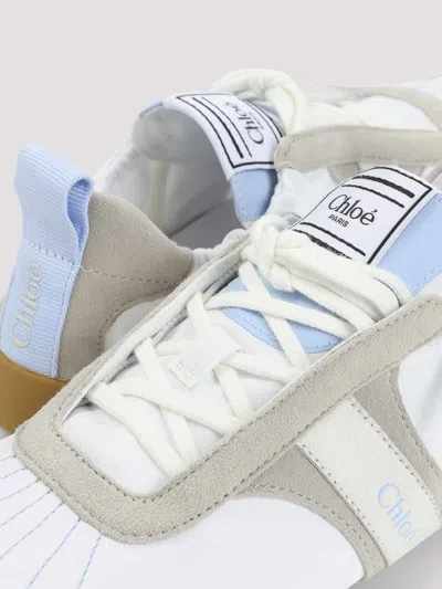 Chloé White Calf Leather Bos Taurus Athletic Sneakers In Multi