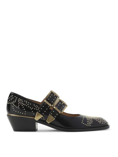 Chloé Chloe Elegant Pumps With Leather Construction And 4cm Heel Height In Black