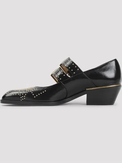 Chloé Chloe Elegant Pumps With Leather Construction And 4cm Heel Height In Black